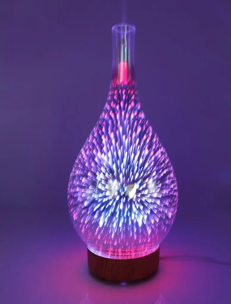 Doftlampor 3D -fyrverkerier Glasfuktare LED Colorful Night Light Aromatherapy Machine Essential Oil Diffuser av Sea Ship GGA4806975