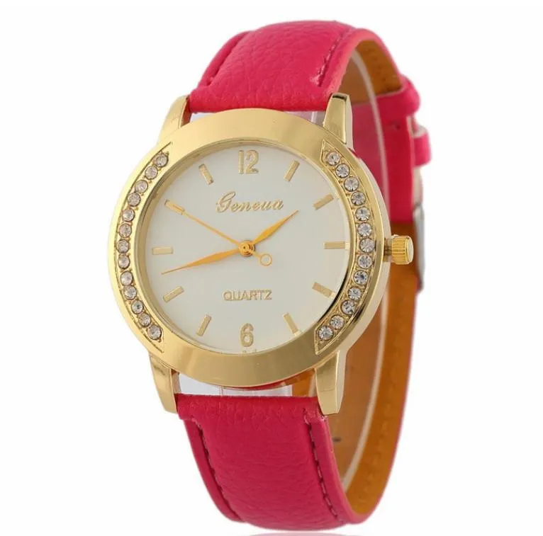 Fashion Leather Genève Brand Watch 2019 Selling Women Dress Watch Ladies Armband Rhinestone Watches witb Box3190051