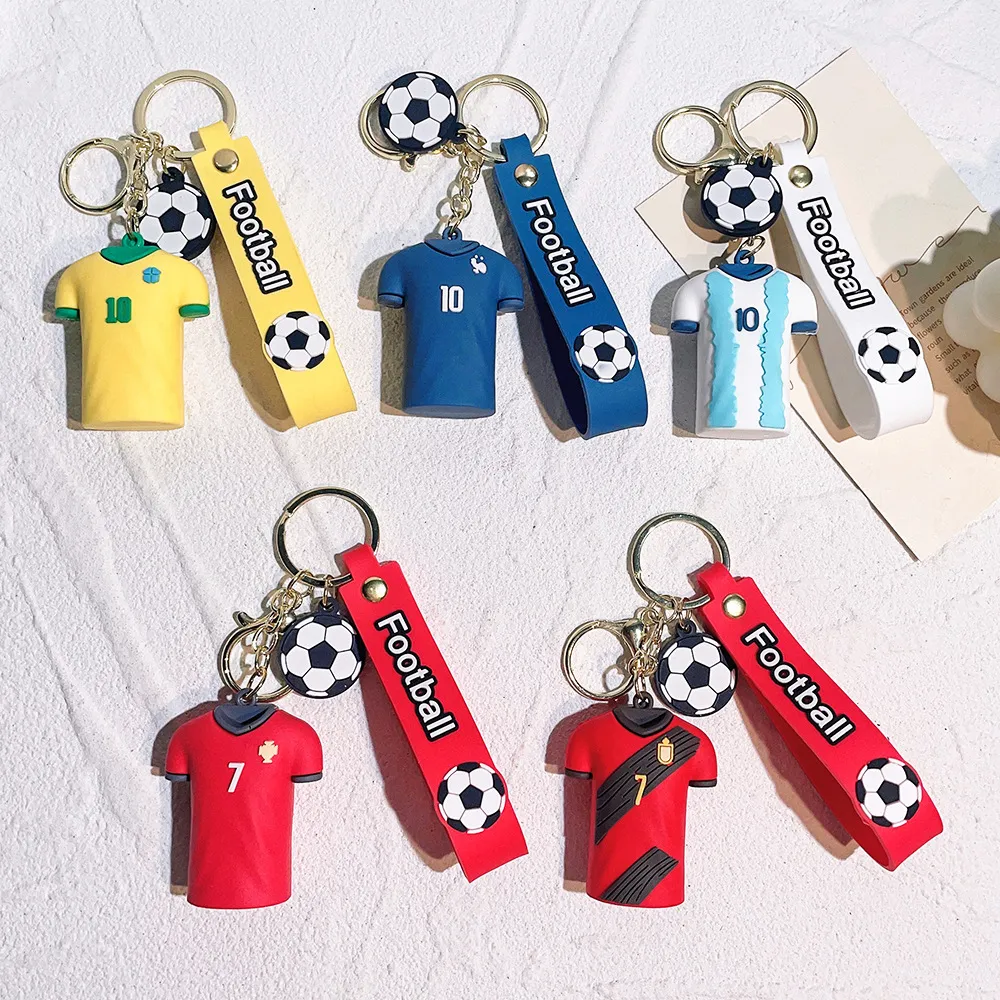 Keychain Woman Designer Keychain Accessori per la tazza di calcio Maglie a stella Figura Keychain per uomini Fans Regalo Small Souvenir C Ronaldo World Cup Cup Coppa Ciondolo