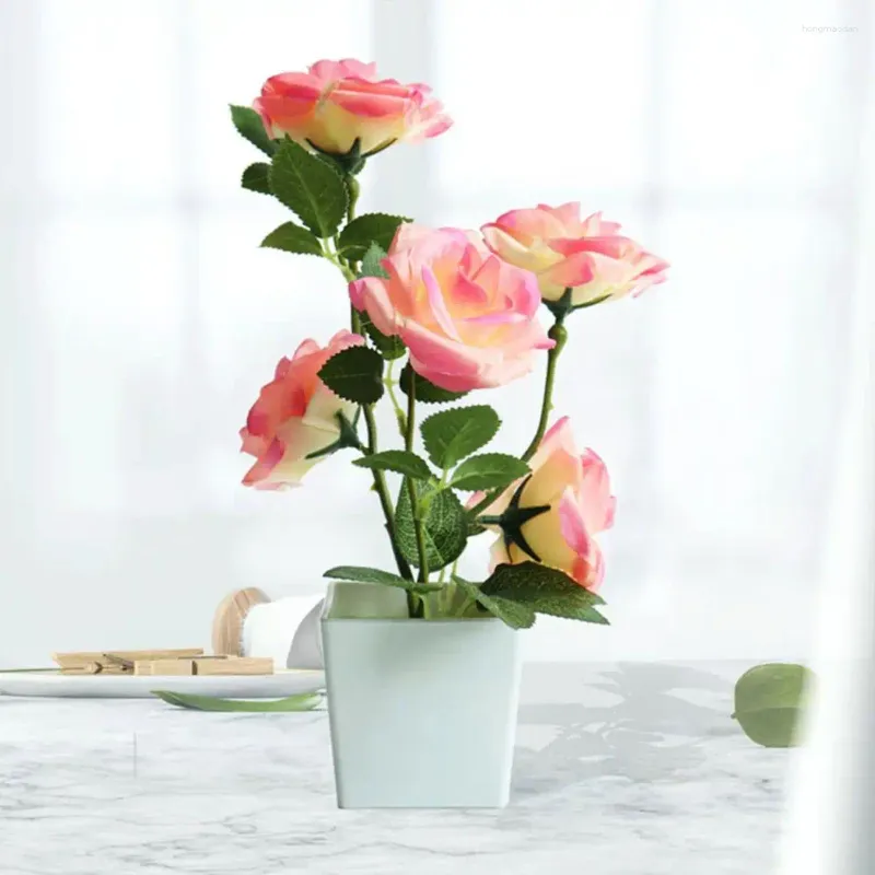 Dekoratif çiçekler sahte saksı bitkisi soluk peyzaj hediyesi gül çiçek simülasyonu bonsai yapay pot çevre dostu