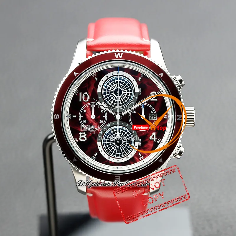 1858 129177 Geosphere 0 Quartz de oxígeno cronógrafo para hombre Matretería Kawa Karpo Edición limitada Case de acero Gray Red Dial Strap Puretime RETBATCH RELOJ Hombre PTMBL