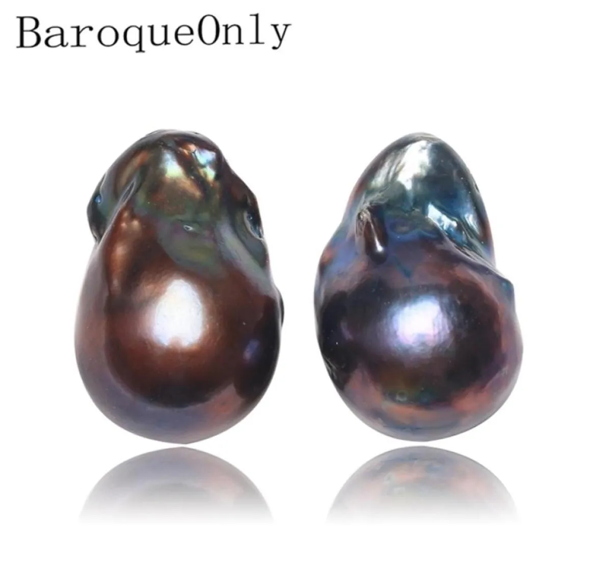 Baroqueonly large size natural freshwater black Baroque pearl earrings 925 sterling silver personalized gift EQB 2106244557004