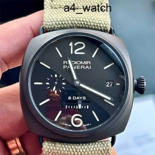 Titanium Wrist Watch Panerai Mens Radiomir Series 00384 Manuel Mécanique Swiss Watch Calendar Display Chronograph Watch 45 mm