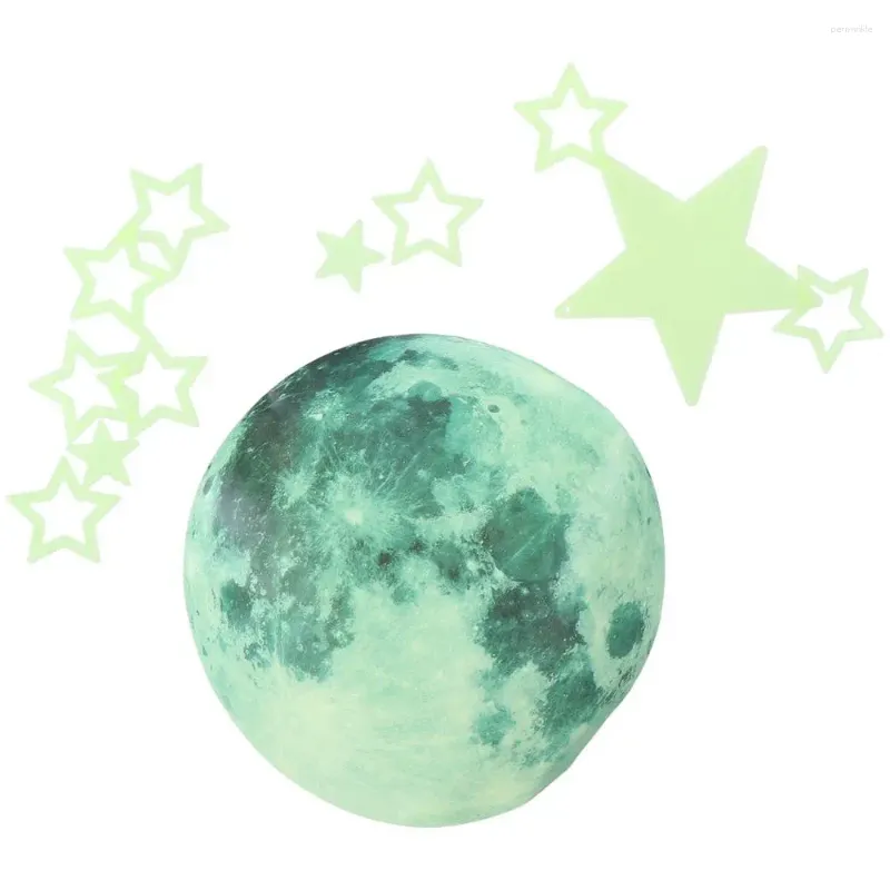 Window Stickers 108 Pcs PVC Glow In The Dark Stars Fashion Star Green Nighttime Starry Sky Wall Decal Moon For Bedroom Room