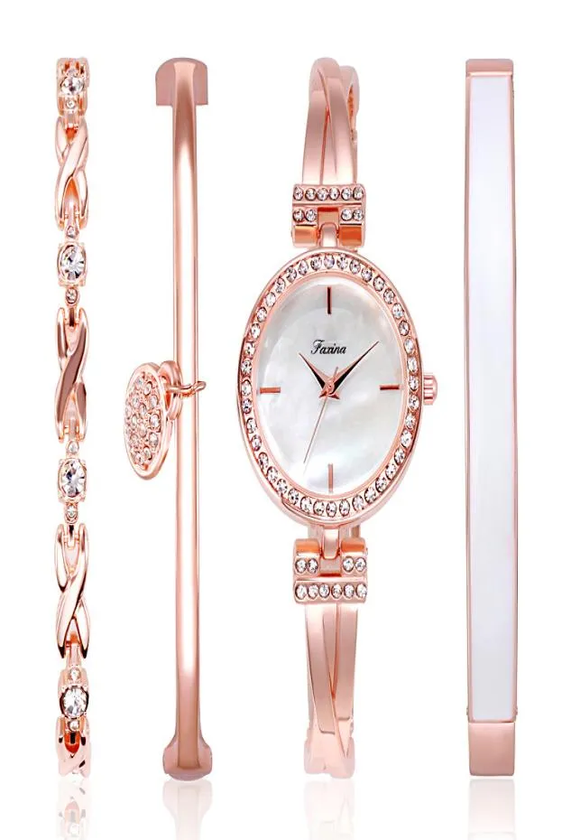 Faxina New Watch Bracelet Fashion Bracelet à quatre pièces Set Femmes039s Watch Light Luxury Wild Ladies Watch7703961