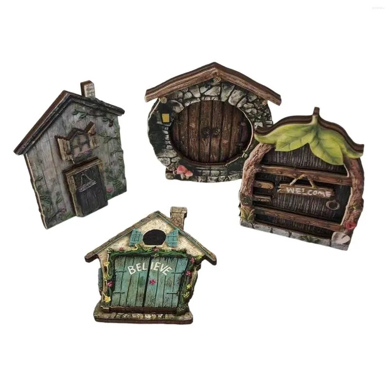 Decorative Figurines Tree Fairy Decor Imitation 3D Miniature House Door Accessories For DIY Landscape