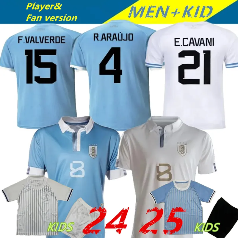 24 25 Uruguay Futbol Forması 24/2025 L.Suarez E.Cavani N.de La Cruz Milli Takım Gömlek G.DE Arrascaeta F.Valverde R.araujo R.Bentancur Futbol Üniforma Çocuk Kiti