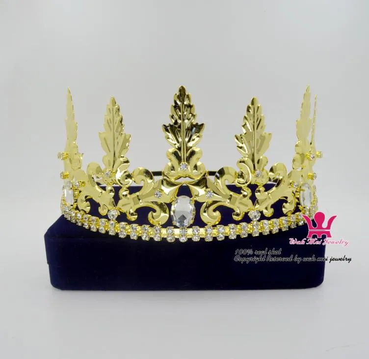 Szlachetny król królowa Crown Imperial Medieval Tiara Pasme Pageant Costume dla mężczyzn lub kobiet Akcesoria do włosów Cosplay Rekwizyty 00047482152