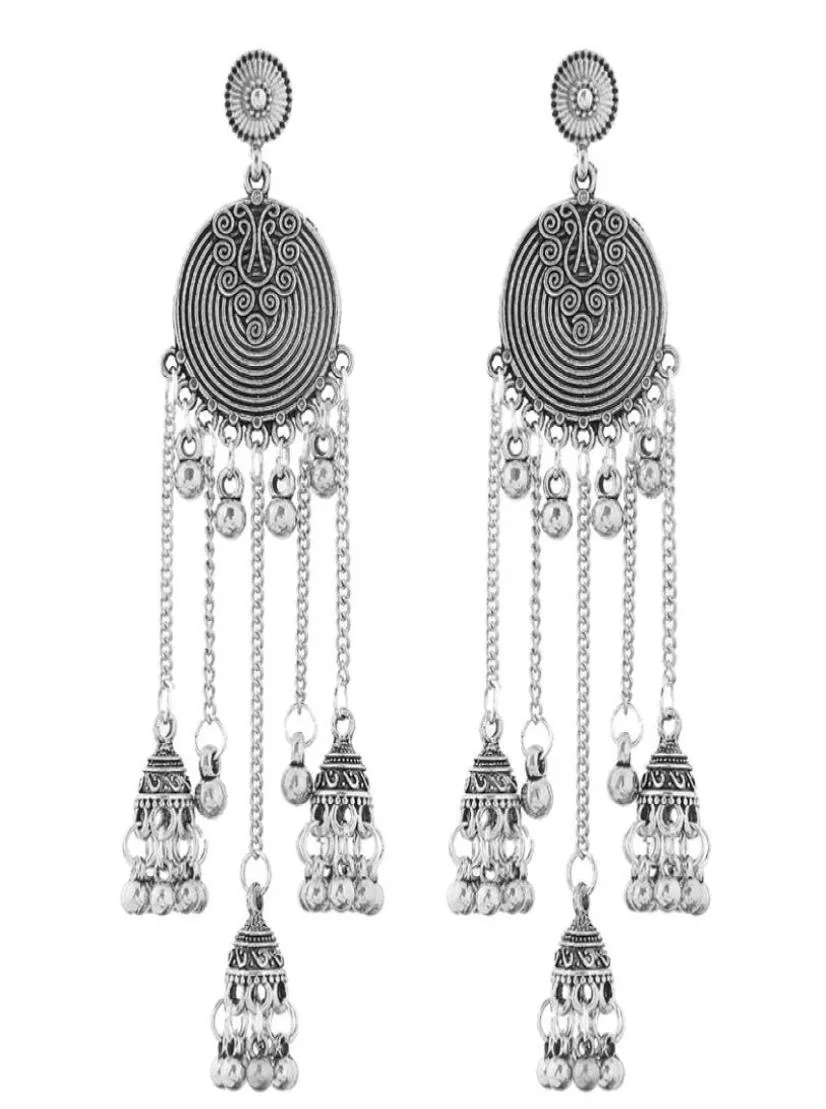 Bohemian Studs Vintage Long Tassel Pendant Statement örhängen för kvinnor Big Brincos 2021 Boho Jewelry8403562