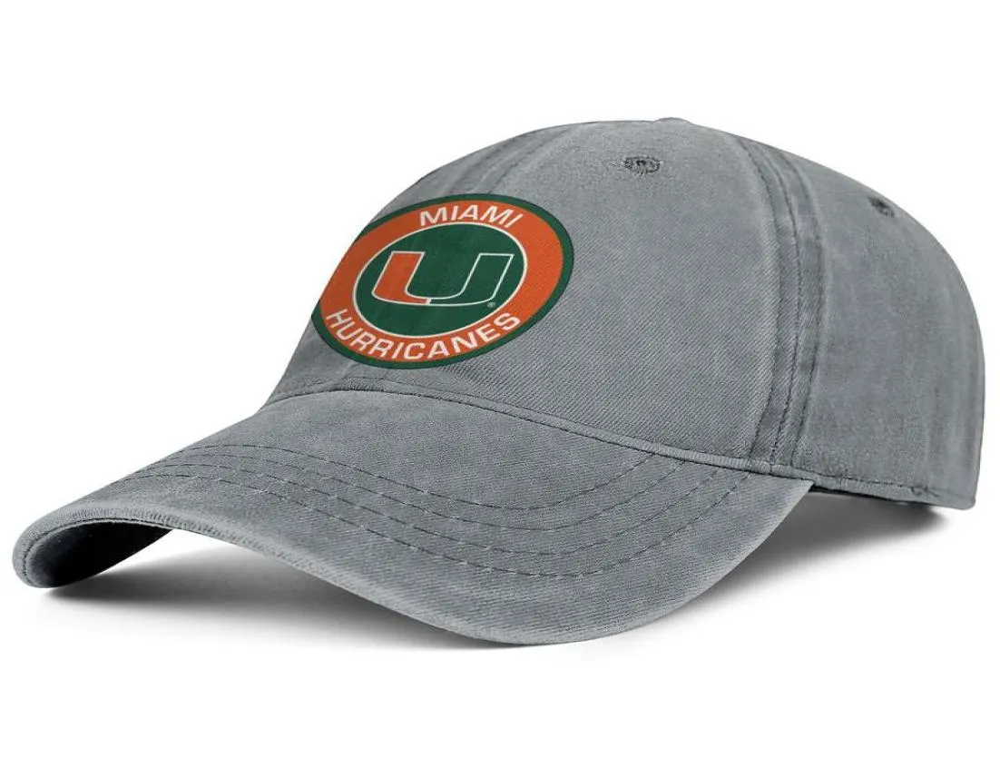 Élégant Miami Hurricanes Round Logo Unisexe Denim Baseball Cap cool Unitiquel Football Football Football Green USA Flag Core Smoke M1386265