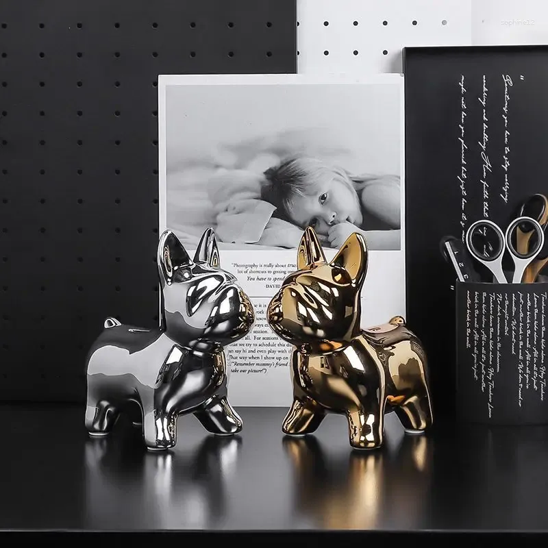 Figurine decorative Kawaii Animal Dog Sculpture Ornament Piggy Bank Home DECORAZIONE DECORAZIONI Regalo per bambini Elettroplaggio moderno