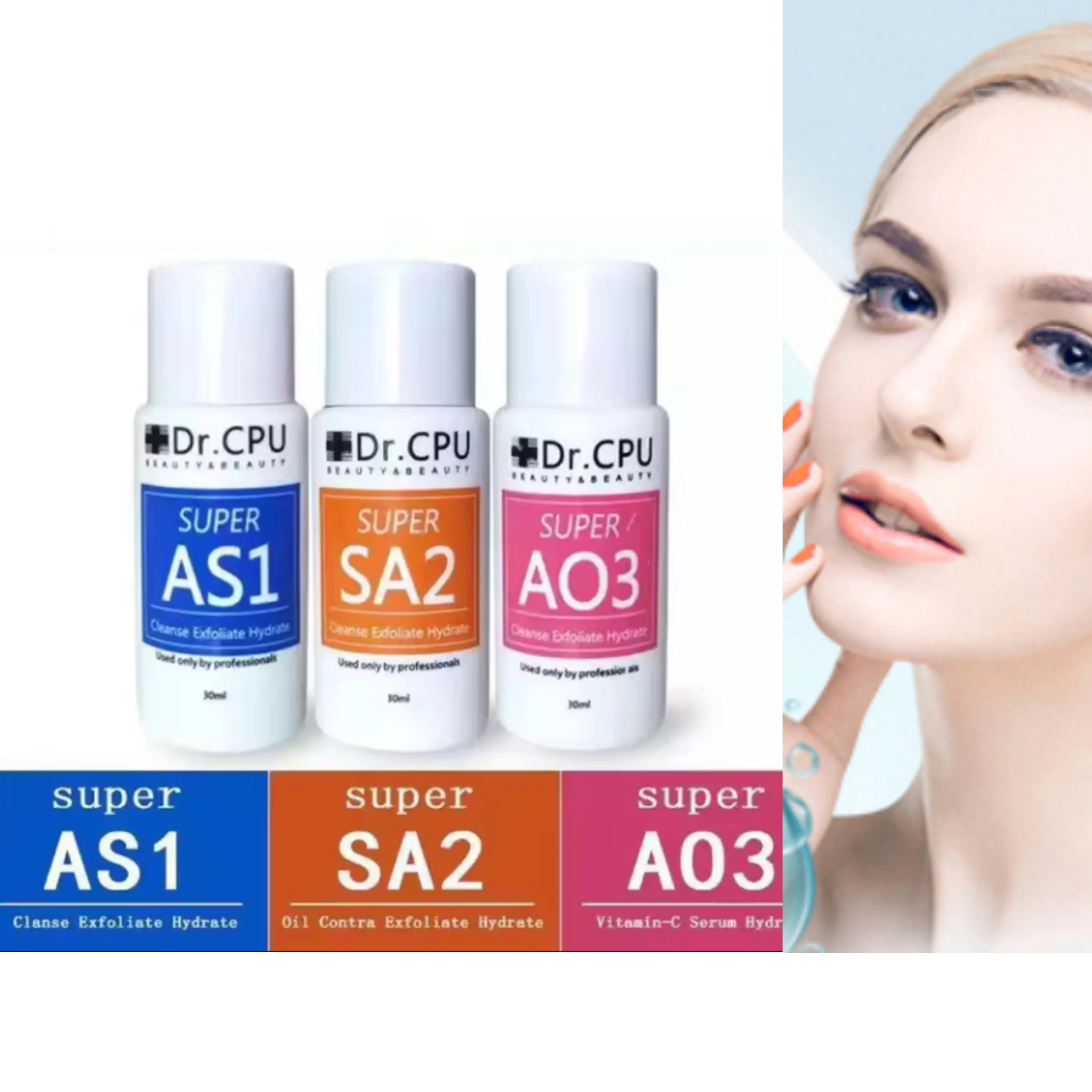 3pcs/set AS1 SA2 AO3 Hoch konzentriert Aqua -Peeling -Lösung 30 ml für Hydra Dermabrasion Beauty Machine Facial Hautpflege Reinigung