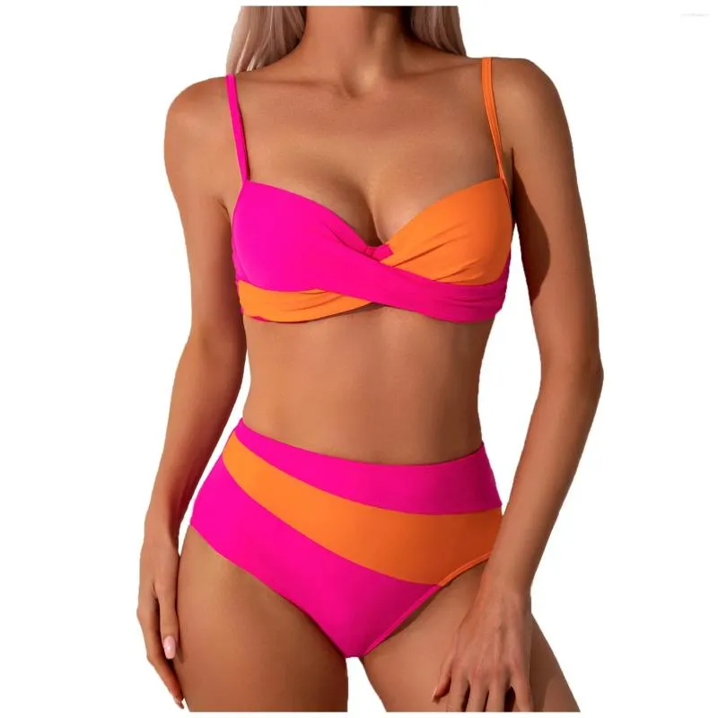 Costumi da bagno femminile imbottibile imbottito set di bikini con tazza con imbottitura staccabile donna da bagno 2024