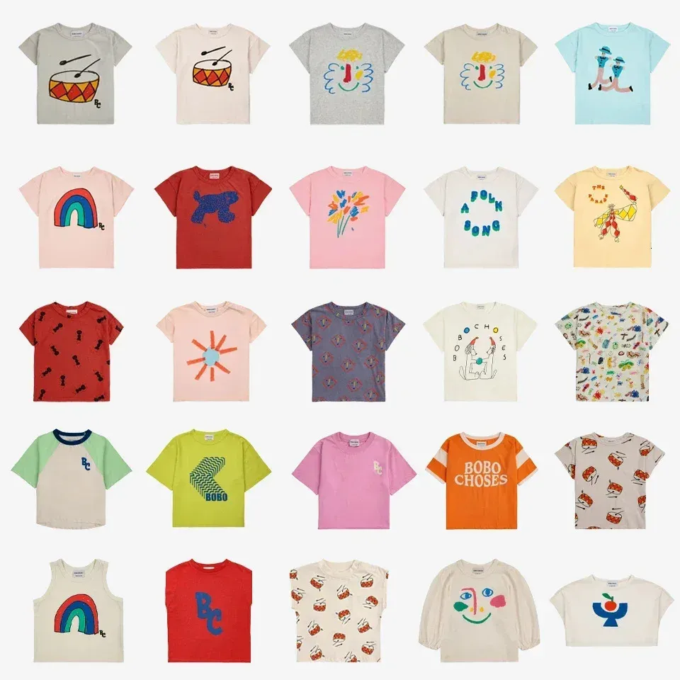 2024 여름 BC 브랜드 어린이 만화 인쇄 TSHIRT 어린이 탑스 여자 소년 티 코튼 짧은 소매 아기 T 셔츠 기본 의류 240430
