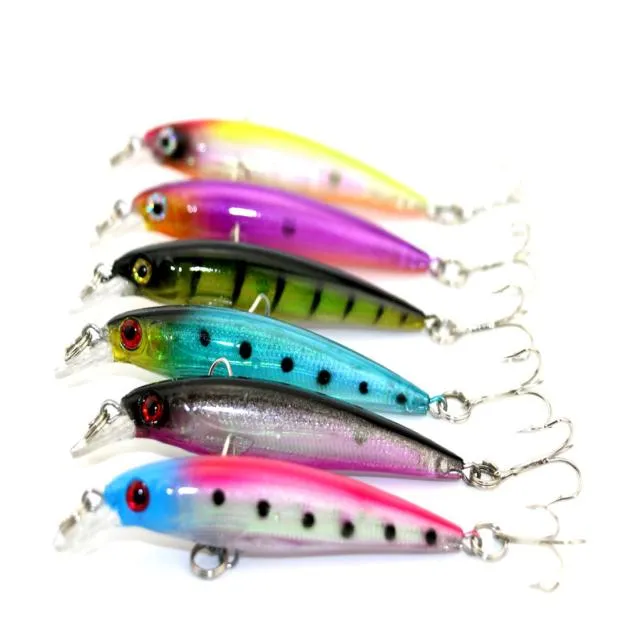 Ny ankomst 30 st 6 färger 8cm 6G Laser Minnow fiske lockar hårt bete plast wobblers fiske tackling1409000