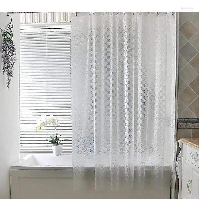 Cortinas de ducha Simples Matte 1 PC Engrosamiento de la cortina impermeable Peva Accesorios de baño translúcido Baño con ganchos