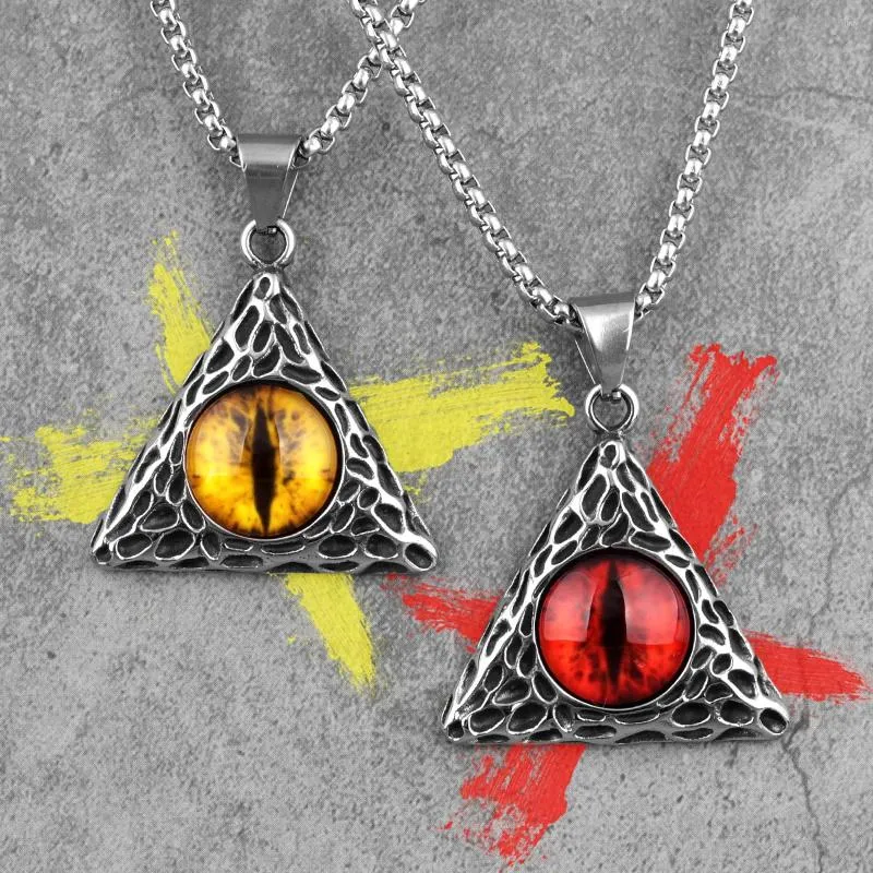 Colliers pendents Demon Red Yellow Eye Long Men Pendants Chaîne Punk pour petit ami Male Bijoux en acier inoxydable Créativité Gift en gros