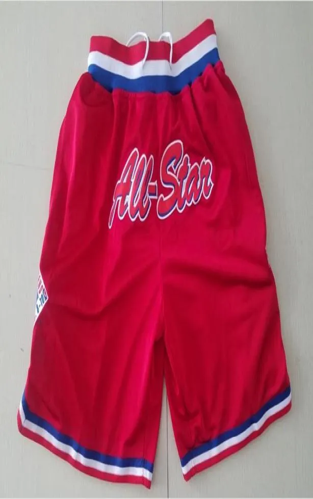 Yeni Şort Takımı Şort 1991 All Star Vintage Basketball Shorts Fermuar Cep Koşu Giysileri Kırmızı Renk Sadece Boyut SXXL1301772