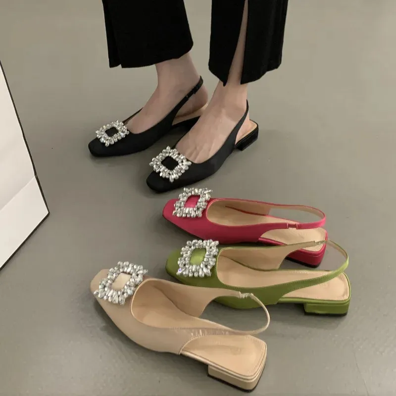 Sandalen Fashion Square onder kop hiel lage zomer strass hakken schoenen voor vrouwen sandalias de mujer 240428 271 s