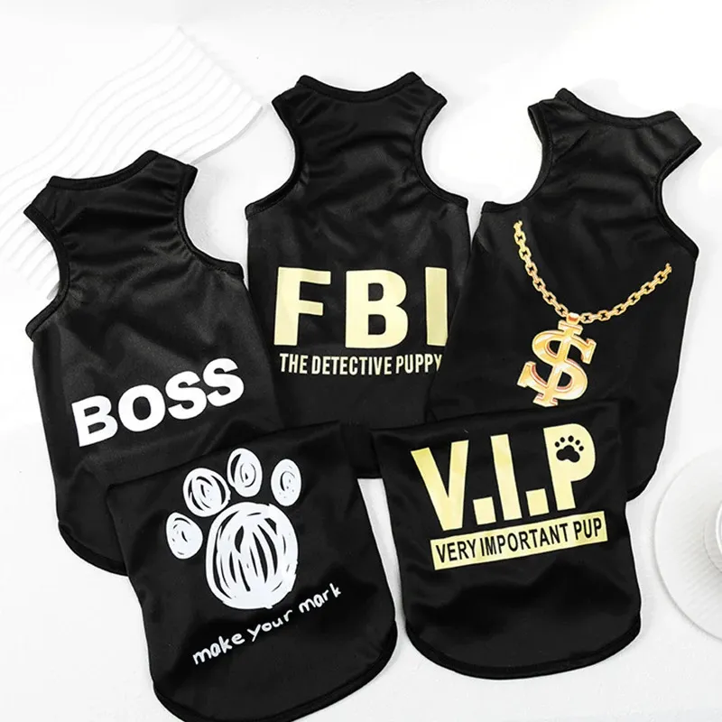 Ropa delgada para mascotas Vestido de verano Camiseta Impresión de ropa de perro divertida para perros pequeños Cachorro Campo Chihuahua Disfraces de la moda transpirable 240507