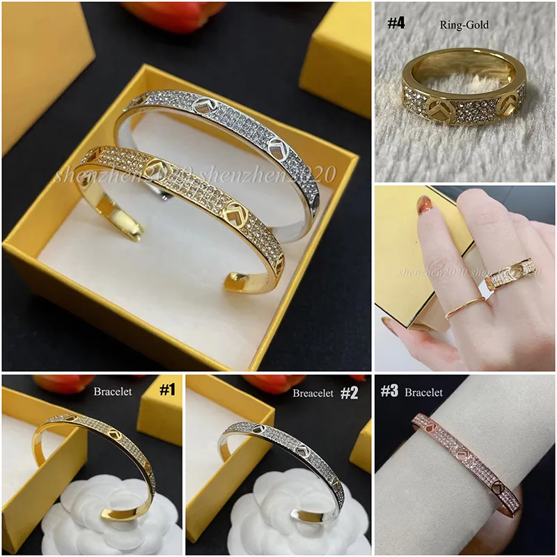 Toppsäljare kvinnors diamantring mode öppna armband armband kvinnor ring med presentförpackning