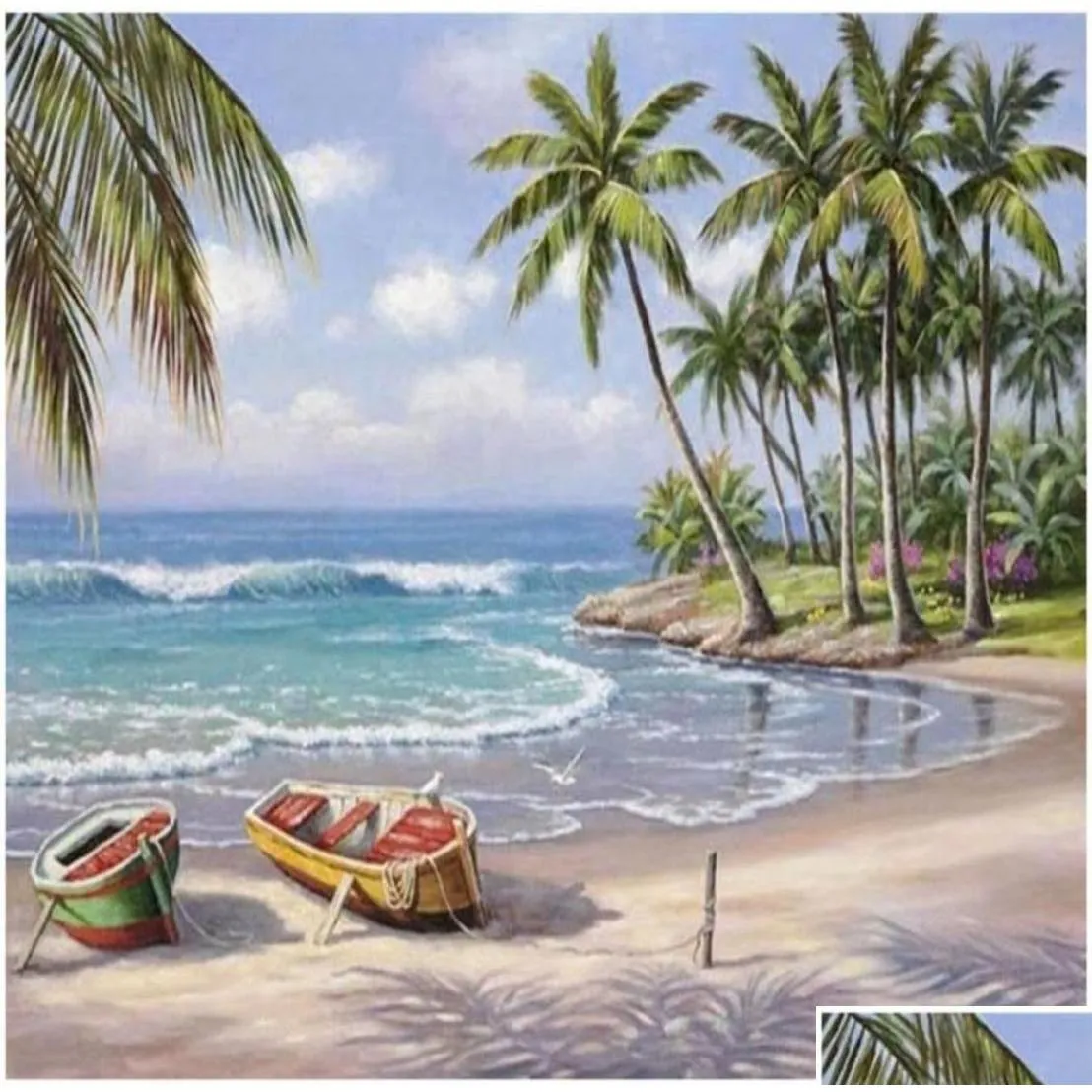 Painting Supplies Diy By Numbers Kits Paint Adt Hand Painted Oil Paintbeach Coconut Tree 16 X20 304G8396928 Drop Delivery Home Garden Otoaf