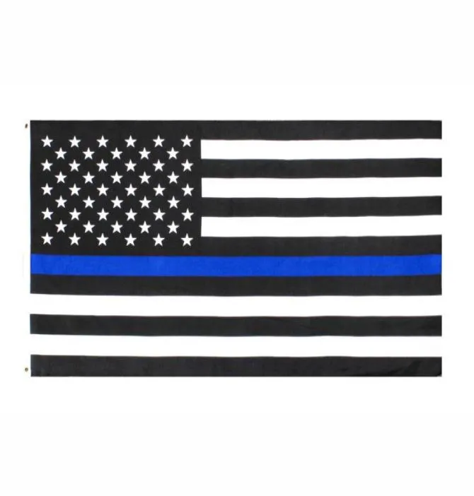 Direkt fabrik hela 3x5fts 90cmx150cm brottsbekämpande myndigheter USA US American Police Thin Blue Line Flag DHB10885423992