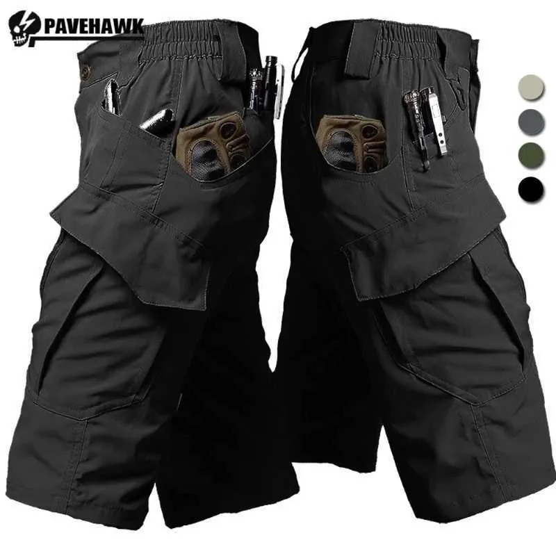 Men's Shorts Quick drying mens tactical shorts summer thin outdoor training breathable cargo pants waterproof multi pocket elastic combat pantsL2405