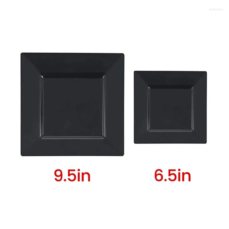 Disposable Dinnerware Appetizer Plates - Black Plastic Dessert Elegant Design For Weddings