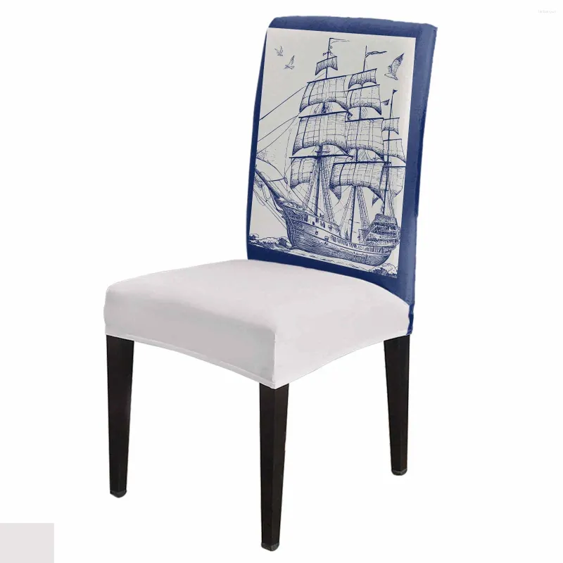 Couvre-chaise Couvre-voile vintage Shiling Seagull Dining Spandex Stretch Soupt Couvre pour la fête de banquet de cuisine de mariage