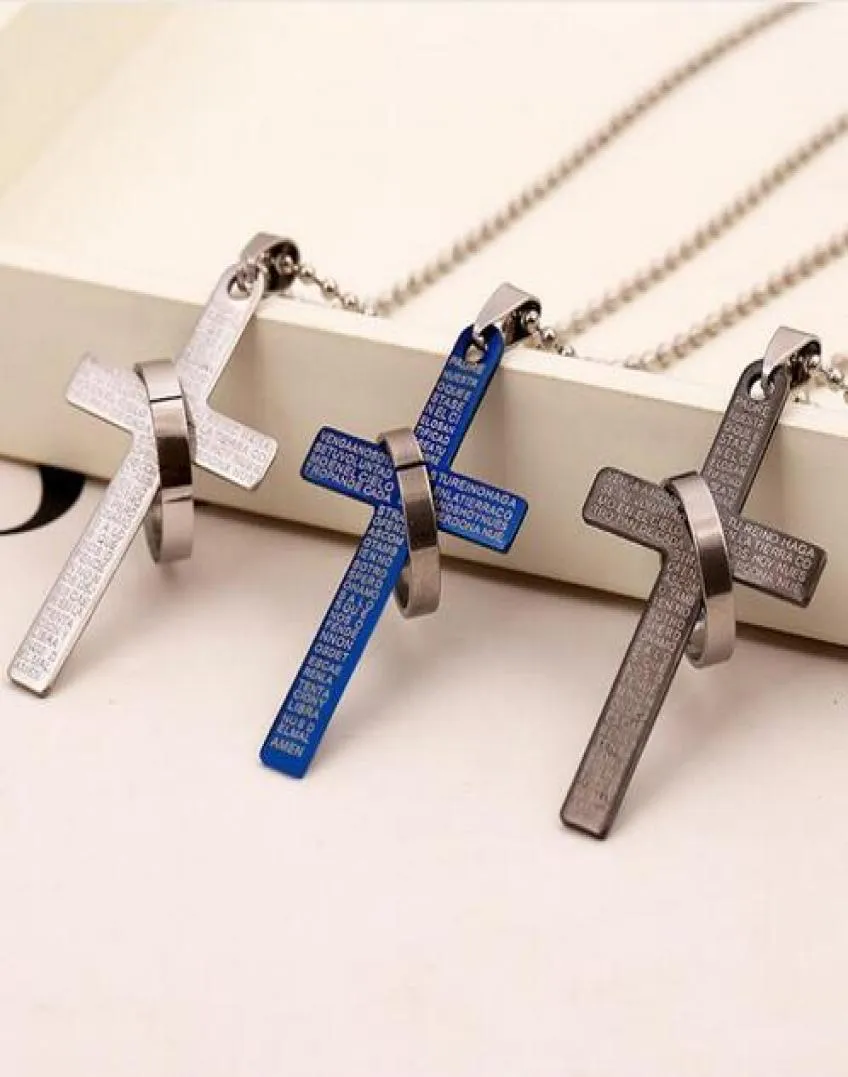 Fashion en acier inoxydable Pendant Christian Bible Prayer Pendant Men Collier Charming Cadeaux Bijoux GB728079558