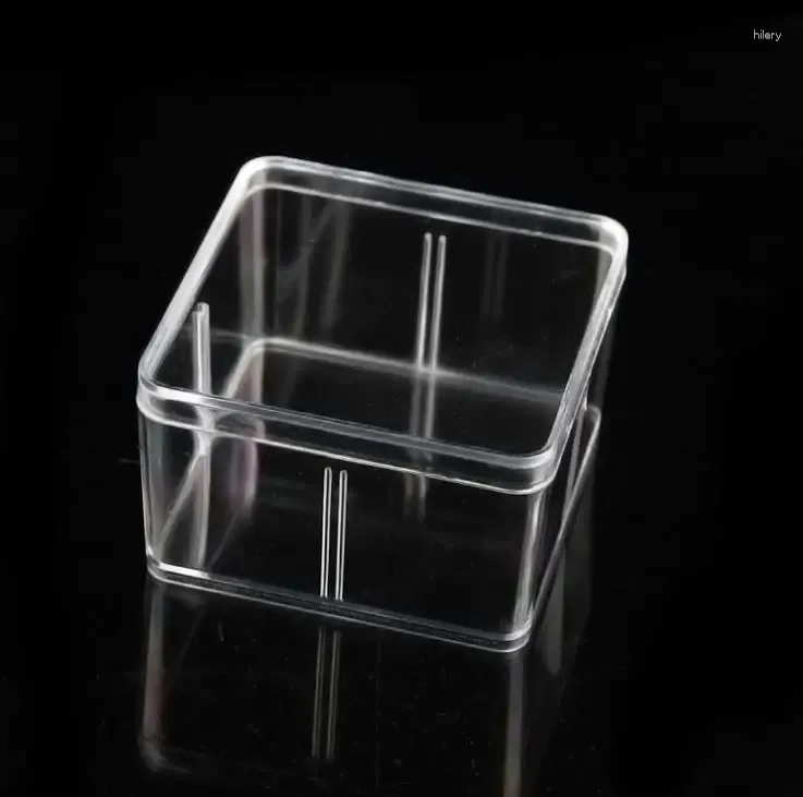 Enveloppe de cadeau Boîte en plastique carré 9,5 9,5 cm pour les petits accessoires Boîtes d'emballage en PVC transparent avec conteneur de couverture SN3299