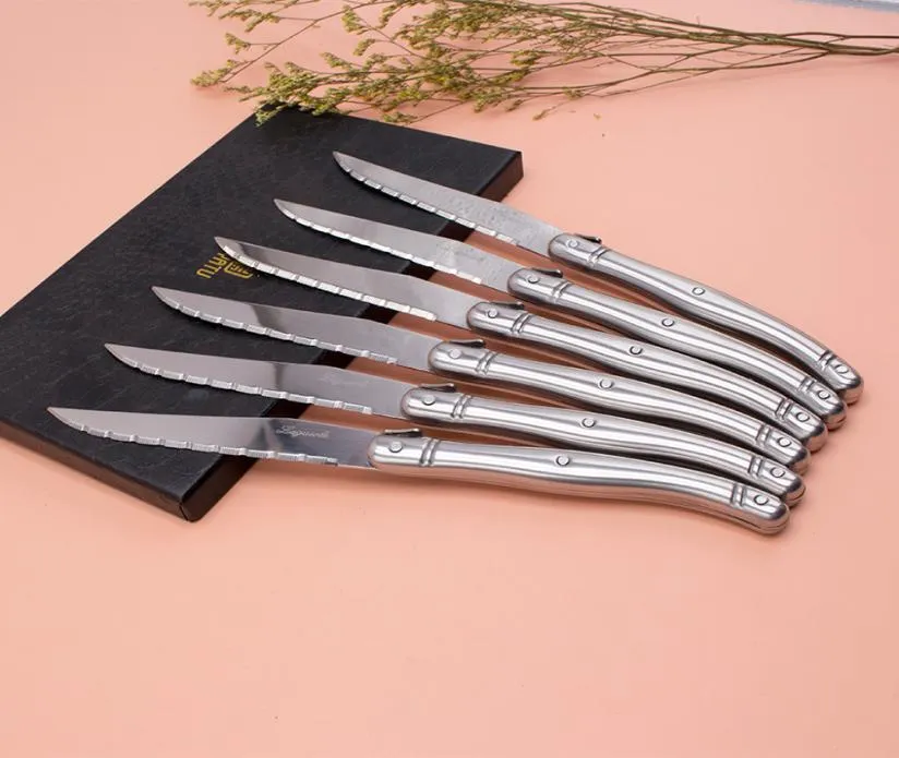 Begegnet auf Frankreich 6pcs hochwertige Laguiole Edelstahl -Dinner -Warecutlery Steak Messer Set Tableware Set D190117023875422