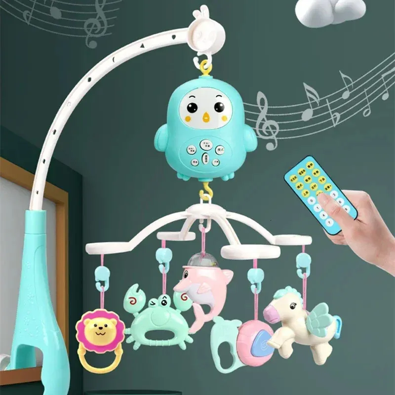Baby Crib Mobile Joystick Toy 0-12 mesi BABY Rotating Music Projector Night Light Bed Bell Education Born Born 240428