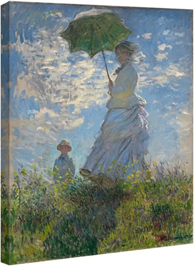 Art Woman with a Parasol Madame Monet and Her Son Canvas Prints Wall Art of Claude Monet Famous Classic Oil Paintings Reproduction People Landscape Pictures Artwork