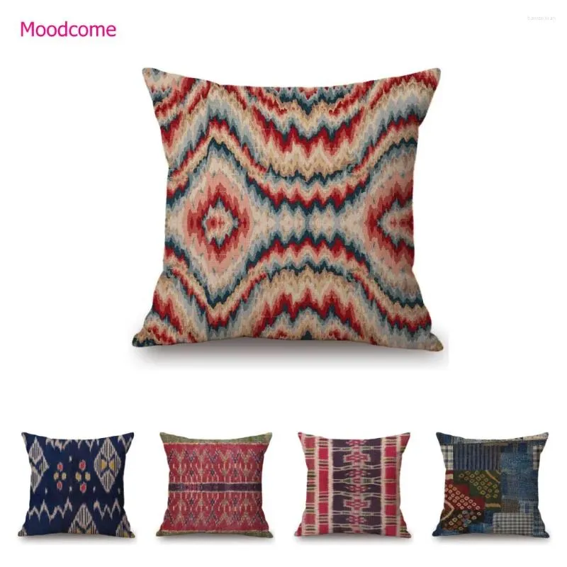 Kudde abstrakt dekorativ våg brytad texturerad prydnad modern geometrisk etnisk mönster soffa fodral bomullslinne täckning