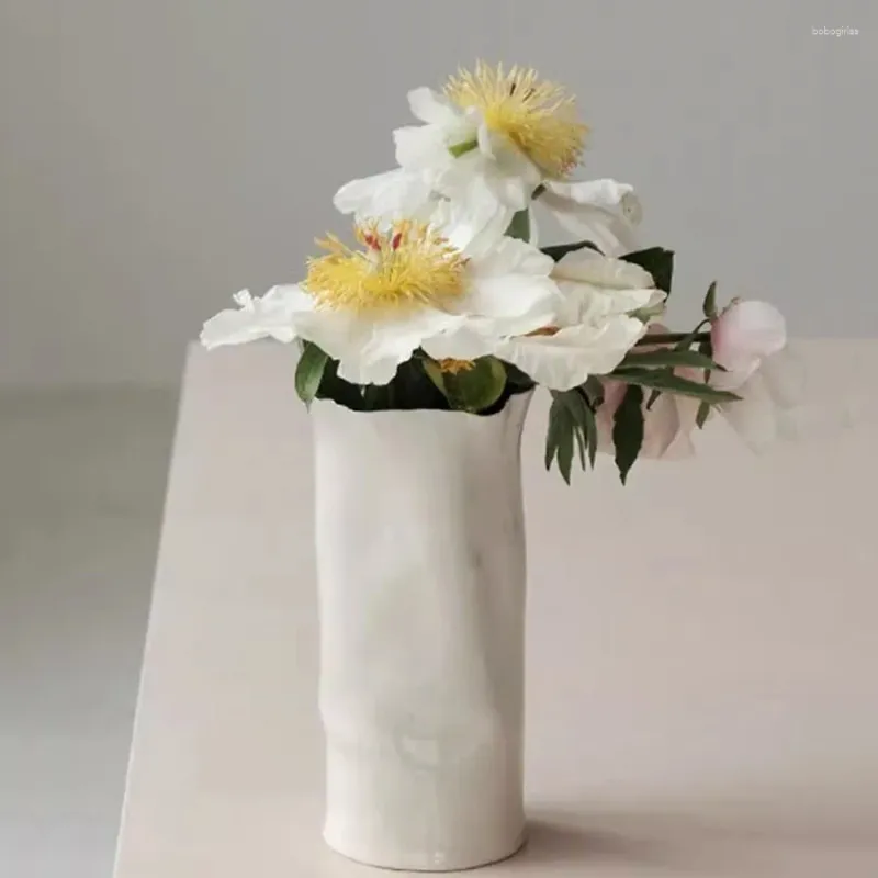Vasos decoração de vaso original elegante moderno branco exclusivo ornamento de cerâmica redonda redonda nórdica minimalista Design Florero Room Decor