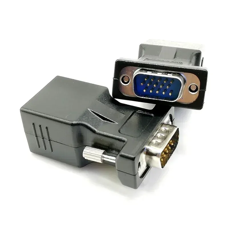 새로운 15PIN VGA 여성-RJ-45 암 커넥터 카드 VGA RGB HDB Extender to LAN CAT5 CAT6 RJ45 네트워크 이더넷 케이블 어댑터 RJ45 VGA 커넥터