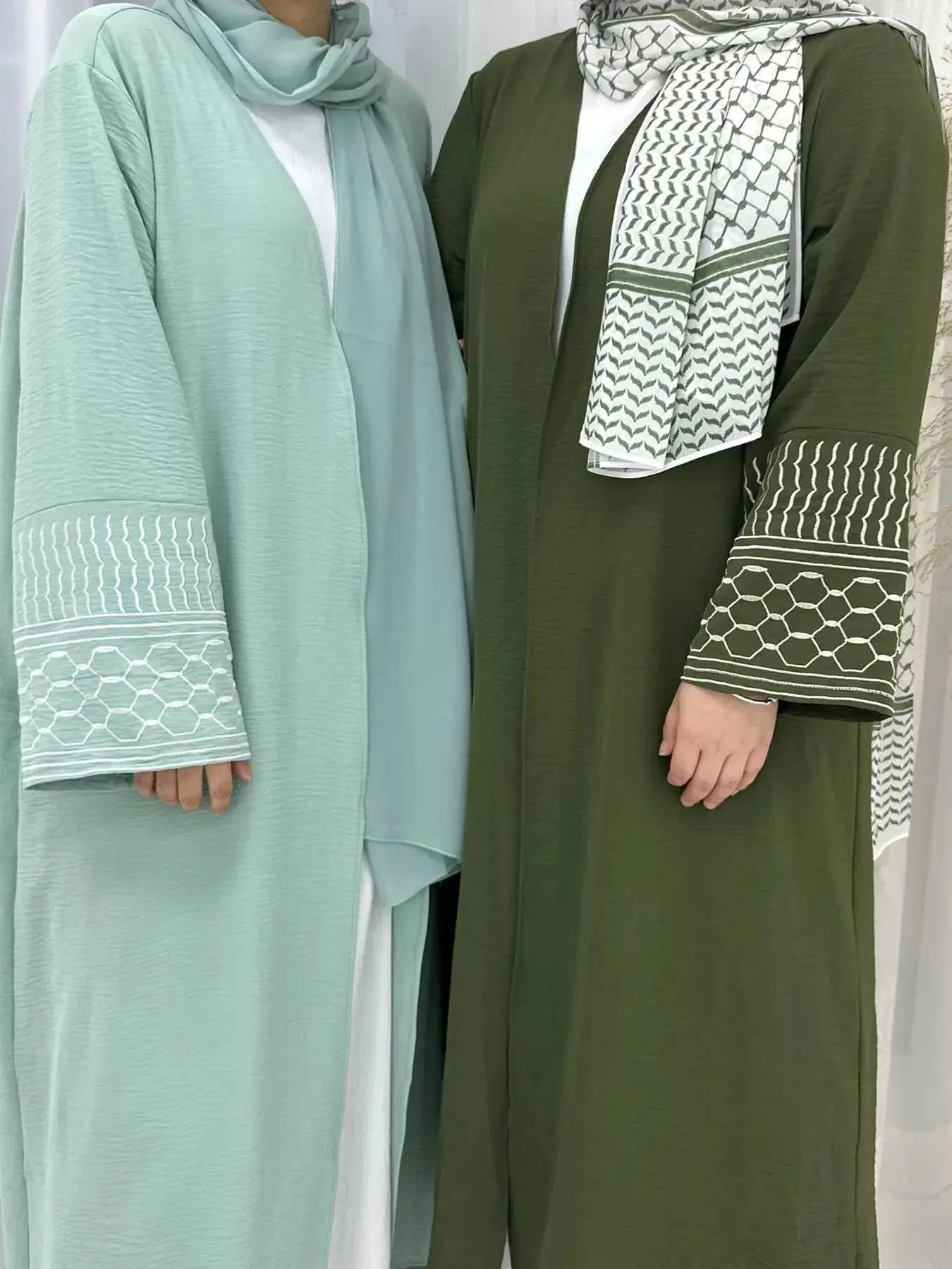 Roupas étnicas Bordado de moda Kimono Robo muçulmano de grandes dimensões abaya syari fêmea completa aberta abaya adoração de abaya abayas wy1999 t240510