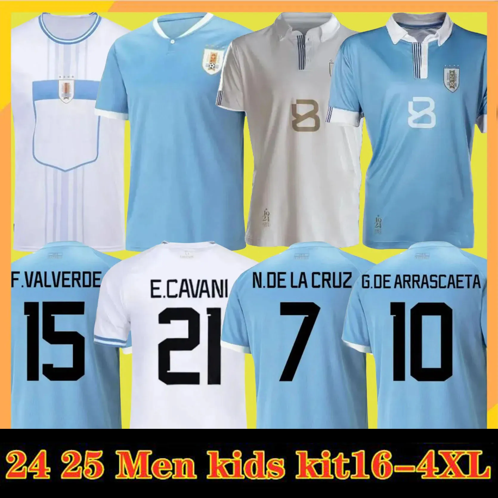 24 25 Uruguay voetbalteam Jersey 2024 2025 L Suarez E National Team Jersey van Cavani N D La Cruz G D Arascaeta F Verde R Araujo R Bentancur voetbaluniform 4xl