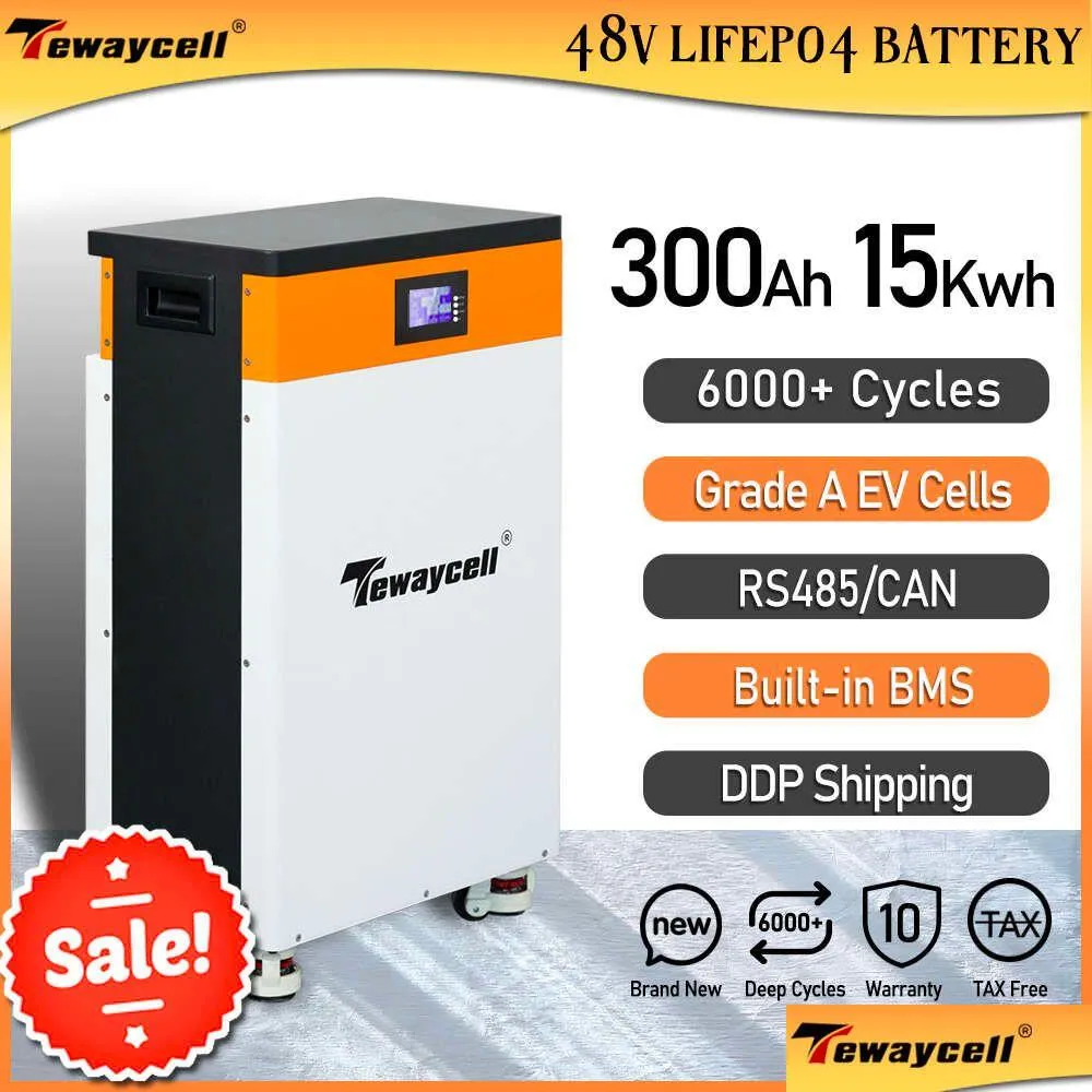 バッテリー新しい48V 300AH 15KWH LifePO4バッテリーパックPowerwall 310AH RS485 CAN BMS ESS HOME ENERGYソーラーストレージシステムなしDHCRU