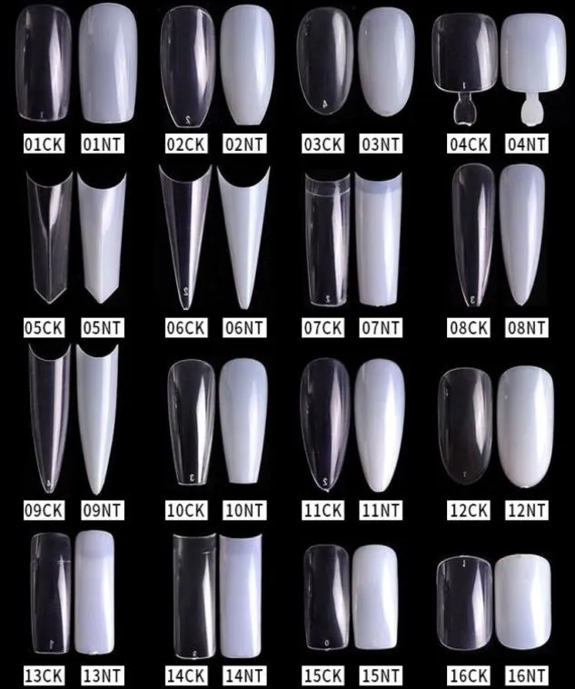 500pcspack natürliche klare falsche Acryl -Nagel -Nagel -Spitzen Fullhalf Cover französische scharfe Coffin Ballerina gefälschte Nägel UV Gel Maniküre Tools8862557