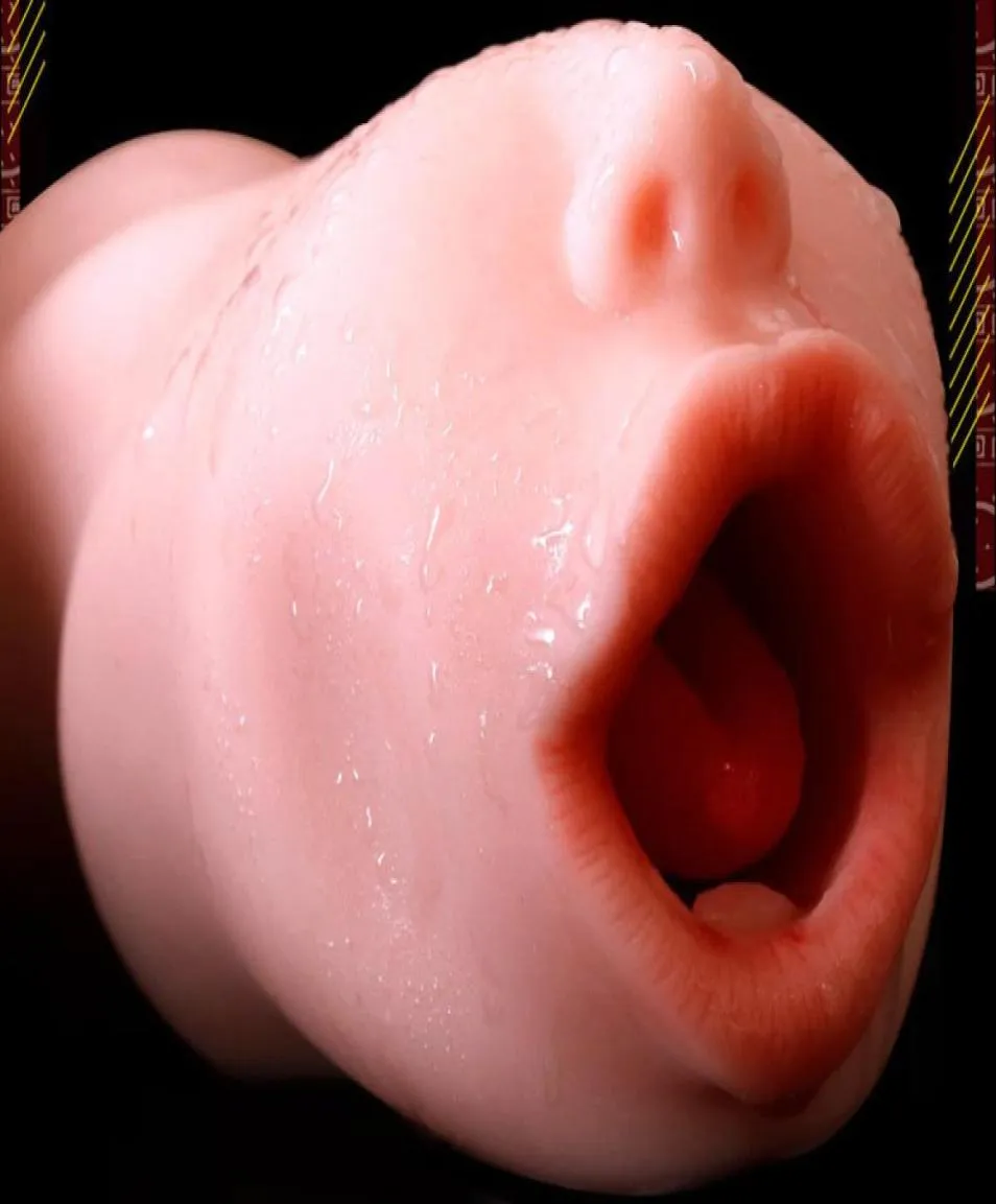 大人のおもちゃのマッサージャー深い喉のフェラチオ男性男性マスターベーター人工現実的な口ソフト歯舌口頭セックスメンマスターベーションカップP2424607