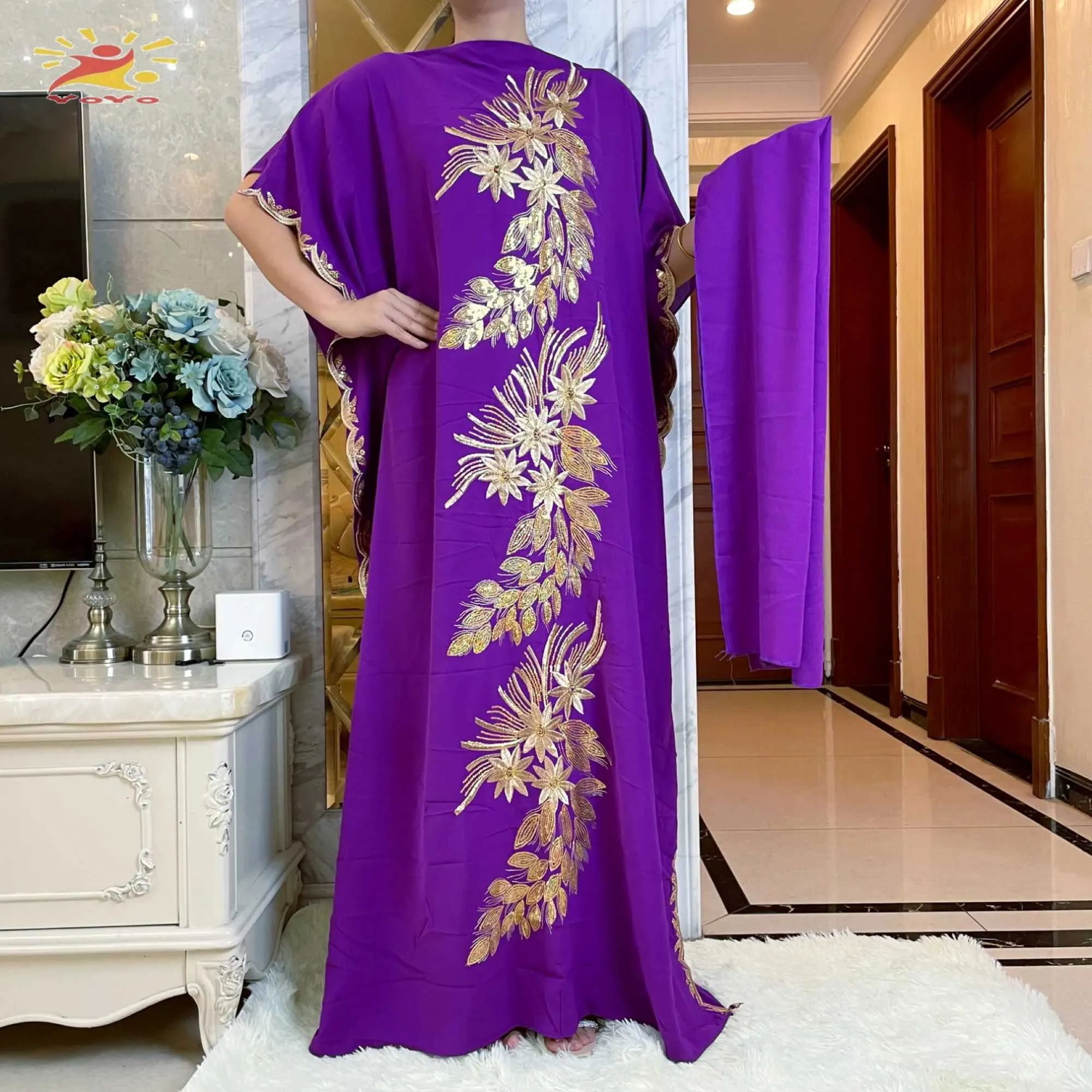 Roupas étnicas 2022muslim abaya bordado islâmico vestido comprido tecido de alta grau de alta grau eid eid Mubarak dubai ramadan kaftan túnica t240510