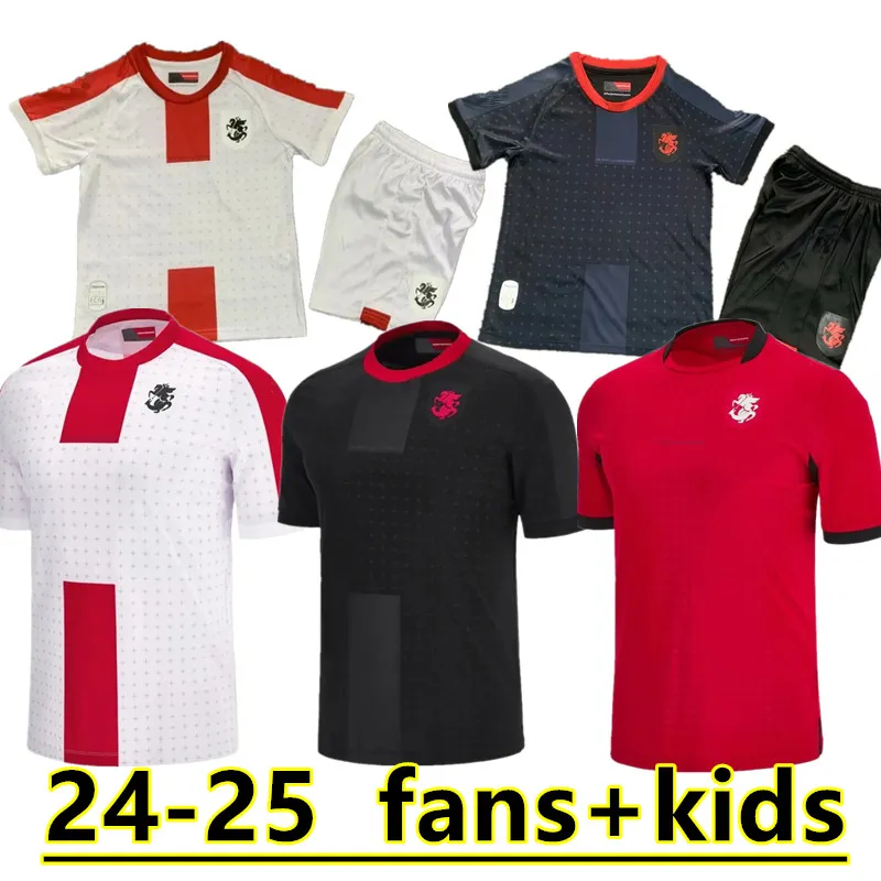 Kids Georgia Soccer Jersey Kvaratskhelia 2024 Euro Cup Georgian National Team Home Away Georgien Football Shirts Kit Chakvetadze KVilitaia Zivzivadze 888888