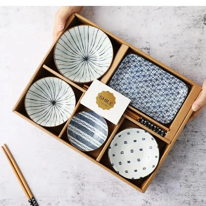 Assiettes pour dîner rétro japonais et plats de céramique bol un repas pour la vaisselle sets de maison exquise coffre-cadeau