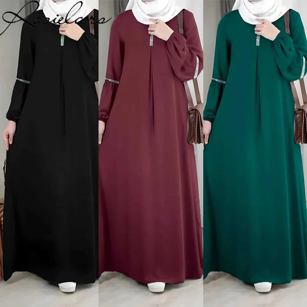 Etnische kleding modieuze Saoedi -Arabië dubai abaya damesjurk casual pailletten zonsondergang jurk moslimjurk elegante dames islamitische kleding t240510