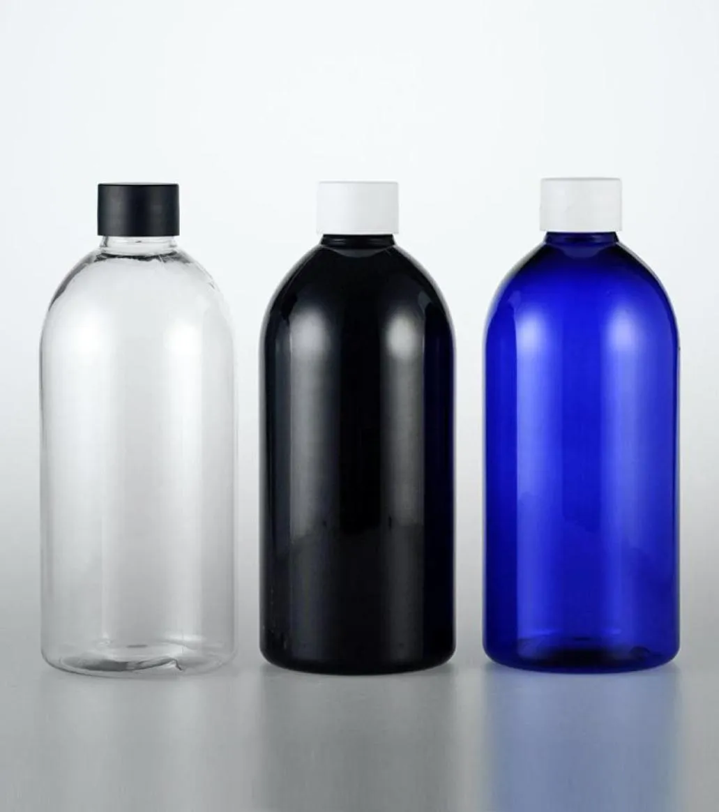 Förvaringsflaskor burkar 500 ml x 20 svartblå transparent plastflaska med skruvlock Kosmetisk förpackningsbehållare flytande pet7666206
