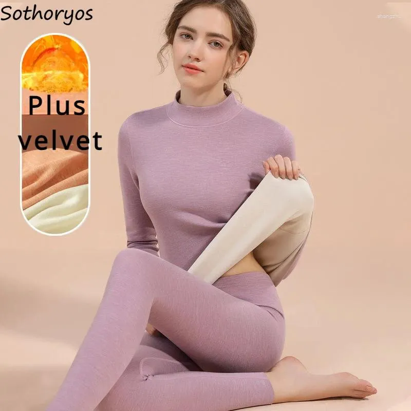 Abbigliamento da donna da sonno finto di pigiama set da donna biancheria intima più velluto più spesso più caldo slim solido semplice maniche lunghe inverno morbido comodo confortevole