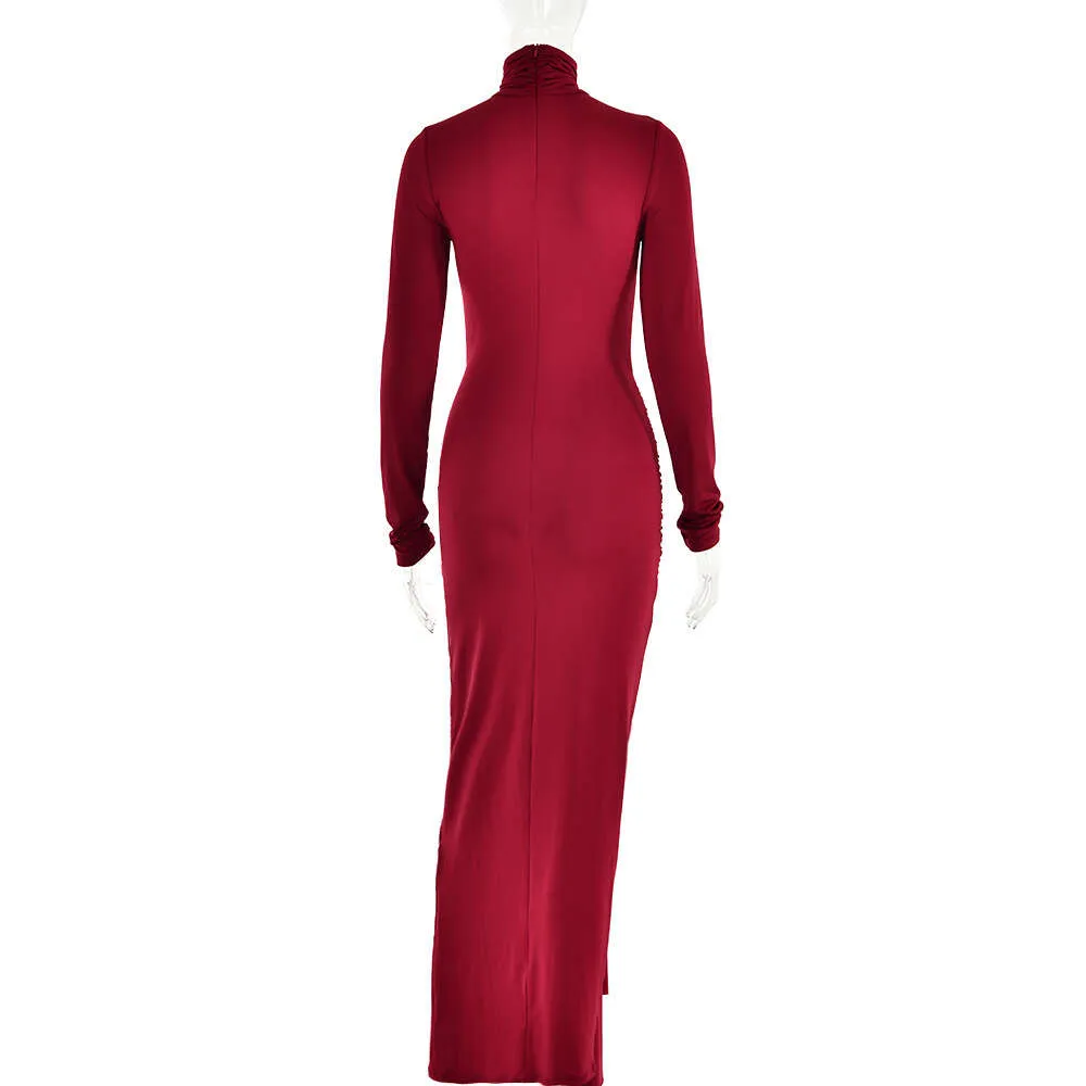 Silk Blend Floor Length Turtleneck Dress With... From Dongdumaoyi, $40.39 |  DHgate.Com
